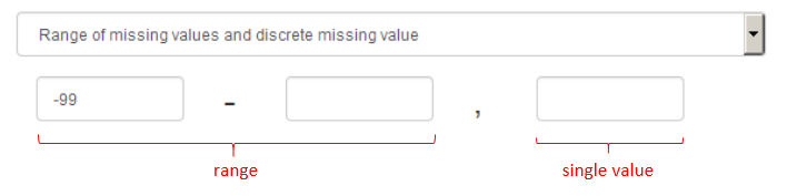 shows how to set the range of missing values and discrete missing values